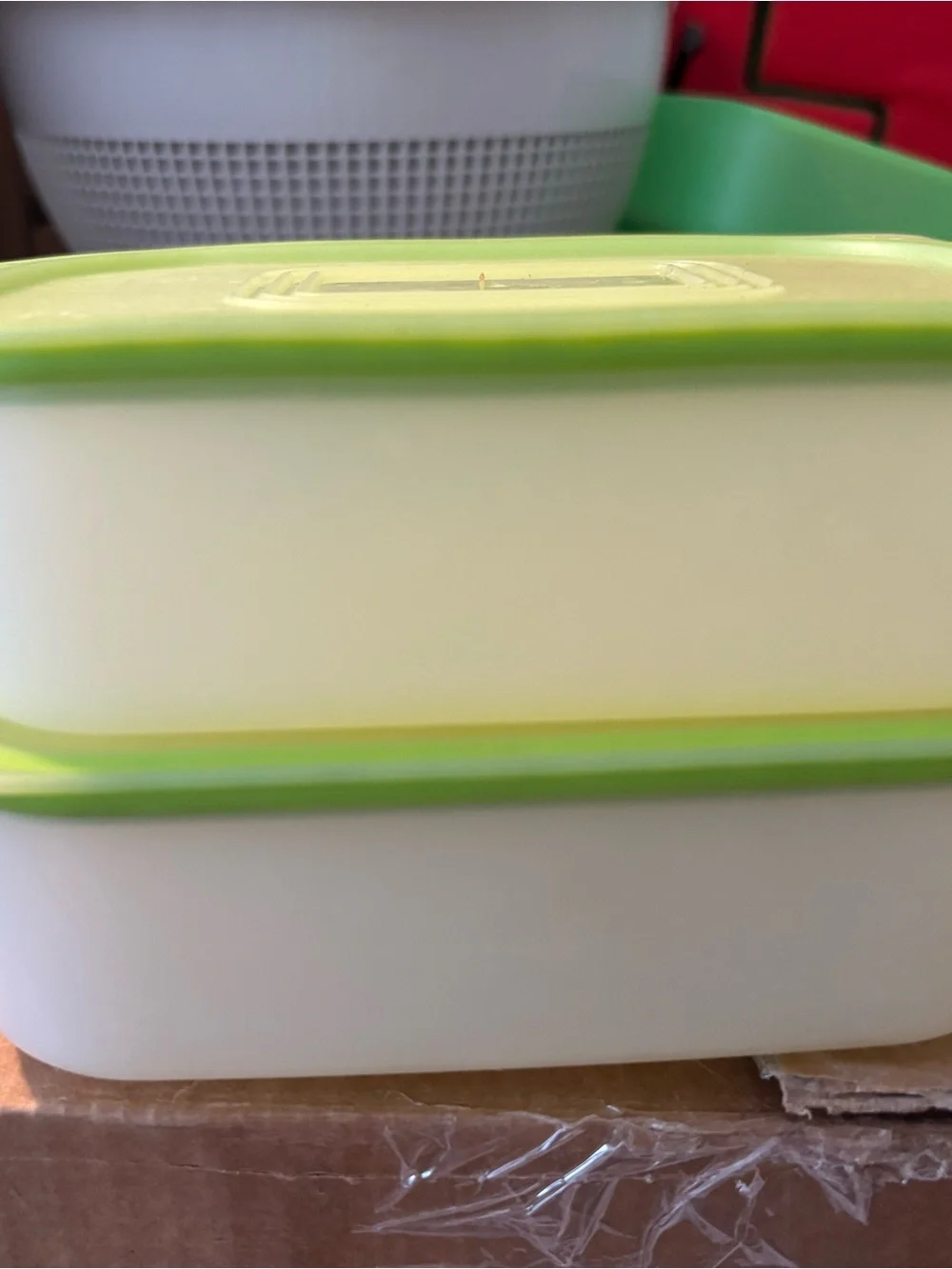 Freezermates Green and White Food Storage Containers with lids 2/$24